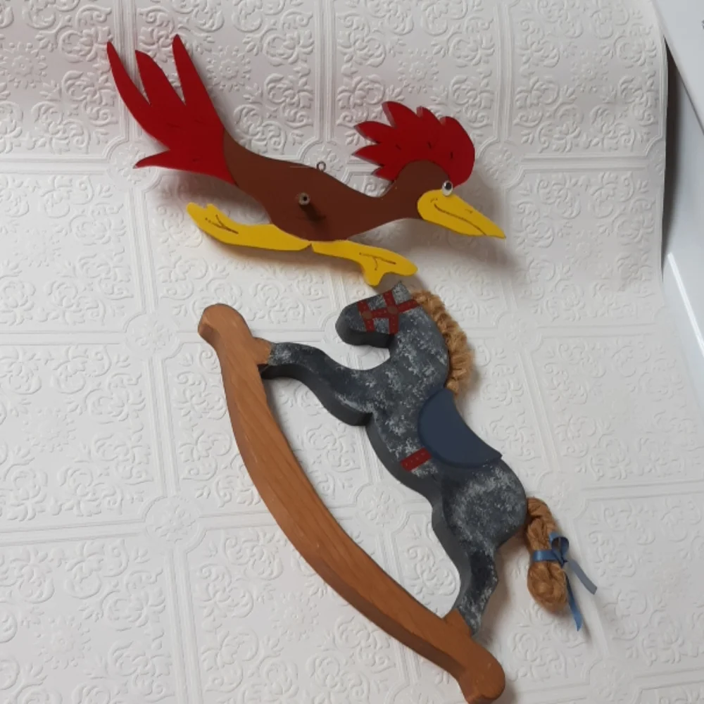 Wooden handmade Wall hangings Horse And Roadrunner Nursery Kids Playroom School